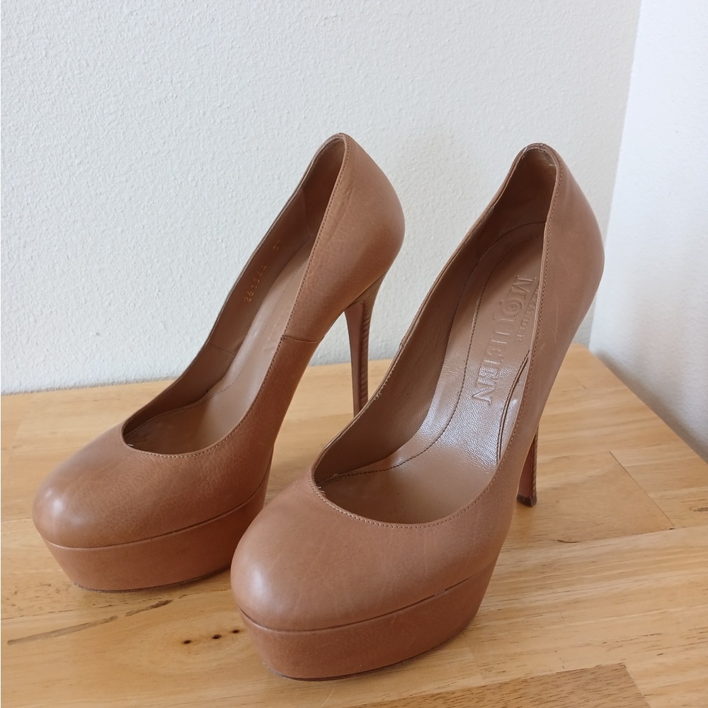 Vintage Alexander McQueen Nude Platform Heels Size 37